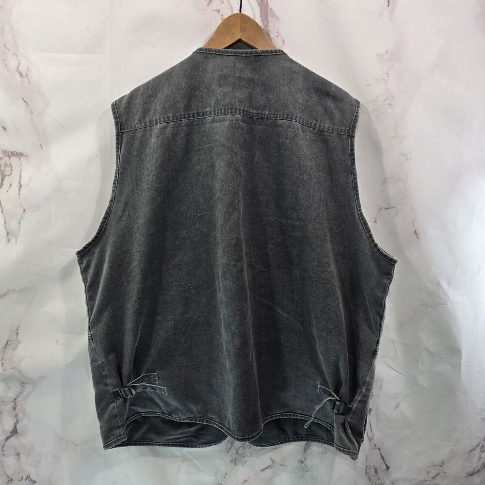 OlimpinA Vest Men 2XL 3XL Gray Fishing Vintage Full Zip Canvas Utility Tactical - Picture 5 of 11